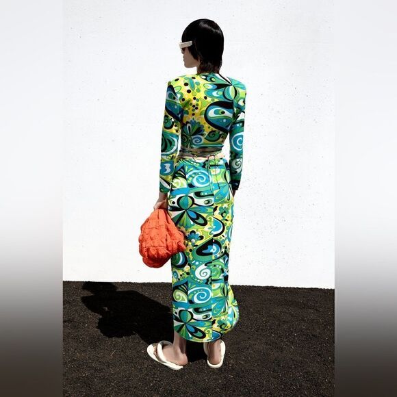 ZARA DRAPED PRINTED SKIRT - Picture 5 of 8